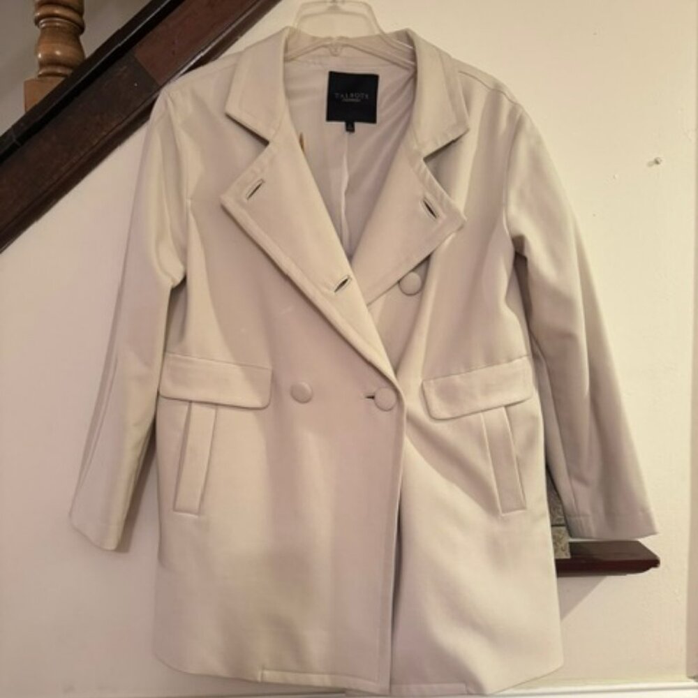 TALBOTS WINTER WHITE WOMEN'S DOUBLE BREASTED, CAR COAT.  SIZE 4.  LIKE NEW